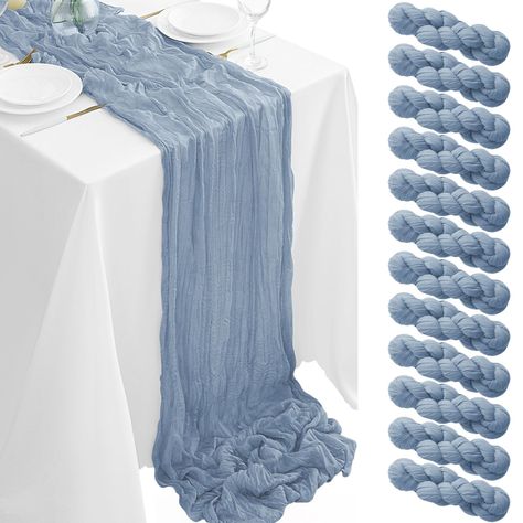 PRICES MAY VARY. Package Included:You will get 12 pack of dusty blue cheesecloth table runners, perfect for wedding banquets and various parties, enough to meet your daily use and replacement needs. Each cheesecloth tablerunner measures approximately 35 x 120 inches/90 x 300 cm, long enough to be used individually on rectangular and round tables, or pieced together for long tables. No matter how it is used, this gauze table runner can be placed perfectly and elegantly on the table or hung on the Blue Cheesecloth Table Runner, Bachelorette Mood Board, Easter Cheese, Sheer Table Runner, Table Runners For Wedding, January Baby Shower, Cheese Cloth Table Runner, Decor Theme Ideas, Table Runner For Wedding