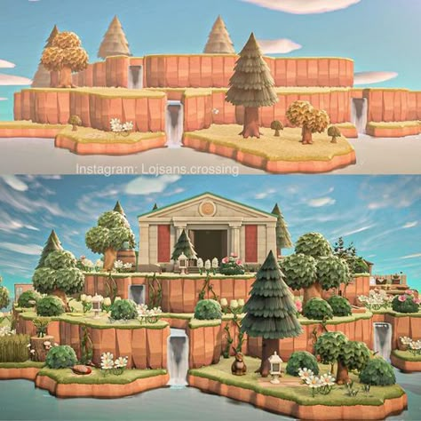 Acnh Terraforming, Acnh Museum, Cottagecore Animal Crossing, Animal Crossing Island Inspo, Acnh Cottagecore, Country Fences, Forest Core, Animal Crossing Guide, Acnh Inspiration