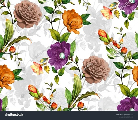 Textile Motifs Flower Bunch Digital Print Stock Illustration 2526562143 | Shutterstock Allover Design Pattern, Textile Motifs, Flower Allover, Paisley Border, Digital Pattern Design, Allover Design, Flower Bunch, Diy Bags Purses, Allover Pattern