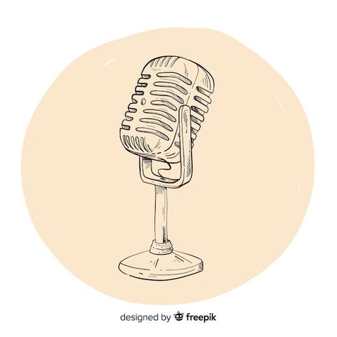 Microphone Aesthetic Drawing, Microphone Icon Aesthetic, Podcast Logo Ideas Aesthetic, Vintage Microphone Aesthetic, Vintage Microphone Drawing, Microphone Sketch, Microphone Aesthetic, Microphone Drawing, Microphone Tattoo