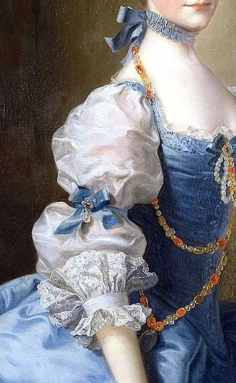 Lady in a Blue Gown by Thomas Hudson (1701-1779) Rococo Aesthetic, Era Victoria, Gaun Abad Pertengahan, Rococo Dress, Rococo Art, Rococo Fashion, Rennaissance Art, Art Ancien, 18th Century Fashion