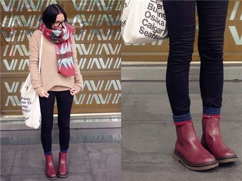 Red Boots Outfit Ankle, Burgundy Boots Outfit, Dark Red Boots, Red Chelsea Boots, Red Boots Outfit, Maroon Boots, Chelsea Boots Outfit, Red Ankle Boots, Maroon Cardigan