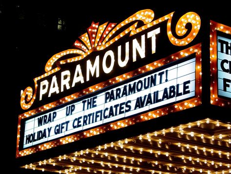 Paramount Theater marquee | Restored marquee for the Paramou… | Flickr Theater Marquee, Vintage Theater, Movie Marquee, Historic Theater, Theatre Sign, Majestic Theatre, Paramount Theater, Vintage Theatre, Elegant Wine