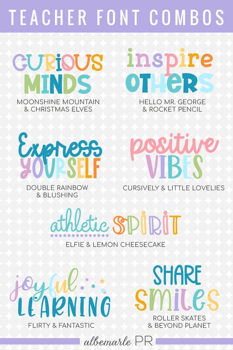 Cute Font Combos Canva, Teacher Fonts Dafont, Teacher Fonts Canva, Canva Teacher Fonts, Canva Letters, Font Canva Lettering, Cricut Teacher, Teacher Fonts, School Fonts