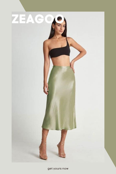 Elevate your style with Zeagoo's Midi Skirt! High-waisted and beautifully crafted in satin, it's the perfect blend of elegance and sophistication. With its easy zip feature, it's not just a skirt, it's a fashion statement. Workdays or weekends, Zeagoo has got you covered! 👗💖 Satin Skirts, Skirts Casual, High Waist Long Skirt, Silk Midi Skirt, Work Skirts, Satin Midi Skirt, Long Skirts, Satin Skirt, Dress Zipper