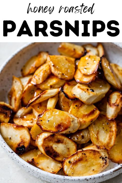 The best healthy side dish for the holidays, sweet and savory Honey Roasted Parsnips are simple to prepare and cook perfectly in the oven in just 40 minutes! Parsnip Puff, Parsnip Recipes Air Fryer, Parsnips Recipe Roasted, Parsnips Recipe, Honey Roasted Parsnips, Vegetarian Recipes For Beginners, Parsnip Recipes, Roasted Parsnips, Healthy Side Dish