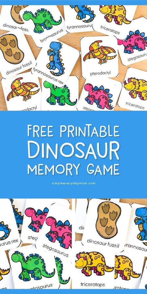 Dinosaur Theme Preschool Matching Game | Young kids will love using these dinosaur flashcards as a simple memory game. It's great to teach focus, concentration, visual memory and more!     #earlychildhood #teacher #preschool #kindergarten #dinosaurs #kidsactivities #homeschooling #kidsandparenting #elementary Dinosaur Lesson, Dinosaur Classroom, Dinosaur Theme Preschool, Dinosaur Activities Preschool, Teacher Preschool, Focus Concentration, Dinosaurs Preschool, Theme Preschool, Dinosaur Activities