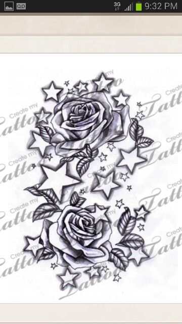 Another lovely one! Star Sleeve Tattoo, Tattoo Stars, Rose Drawing Tattoo, Stars Tattoo, Cool Tattoo Drawings, Star Tattoo Designs, Star Tattoo, Tattoo Style Drawings, Tattoo Design Book