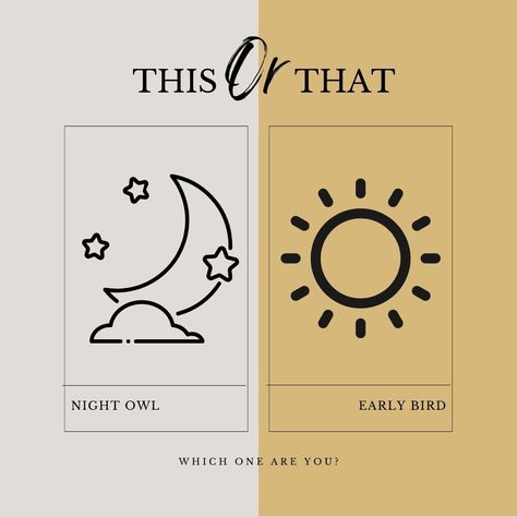 Whether you're a night owl or an early bird, a daily routine can be worked into either part of your day. Early birds often have better focus and will power while night owls tend to be more creative and have better reasoning skills. Which one are you? 🐦🦉 Early Bird Vs Night Owl, A Daily Routine, Be More Creative, Night Owls, Working Nights, Will Power, Reasoning Skills, Night Owl, Early Bird