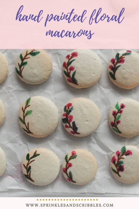 Floral Macarons, Flower Macarons, Decorate Macarons, Easy Macarons, Painted Macarons, Macaron Fillings, Cute Macarons, Sugar Flower Wedding Cake, Make Macarons