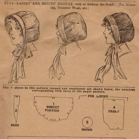 Hat Patterns To Sew Free, 1950s Dress Patterns, Historical Hats, 1900 Fashion, Bonnet Pattern, Barbie Doll Clothing Patterns, Womens Hats, Hat Patterns To Sew, Hand Embroidery Patterns Flowers