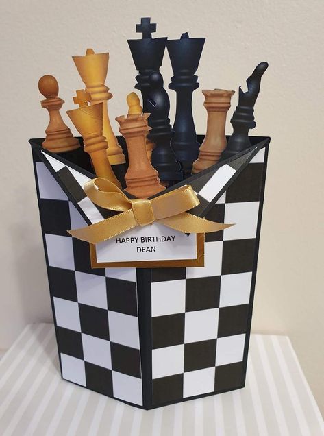 Chess tuxedo card Chess Centerpiece, Chess Craft, Sports Celebration, Happy Birthday Dean, Diy Chess Set, Tuxedo Card, Chess Cake, Homemade Tags, How To Play Chess