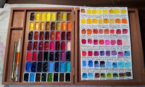 PaletteBox | 56 full size watercolor pans fit in the Conte C… | Flickr Watercolor Pallet, Travel Brush, Conte Crayon, Watercolor Pans, Watercolor Workshop, Watercolor Kit, Crayon Box, Watercolor Palette, My Color