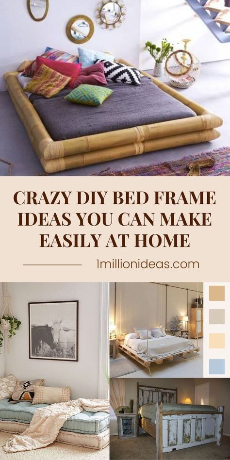 #HomeDecor #DIY #Bed Unique Bed Frames Diy, King Floor Bed Frame, Floor Mattress Frame, Easy Bed Frame Diy Cheap, Diy Mattress Frame, Diy Crate Bed Frame, Inexpensive Bed Frame, Queen Bed Wood Frame, Creative Bed Frames