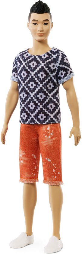 Barbie Ken Fashionistas Boho Hip - FXL62 Orange Cut, Barbie Ken, Barbie Toys, Black And White Shirt, Ken Doll, Barbie Collector, Versatile Outfits, Mattel Barbie, Barbie And Ken