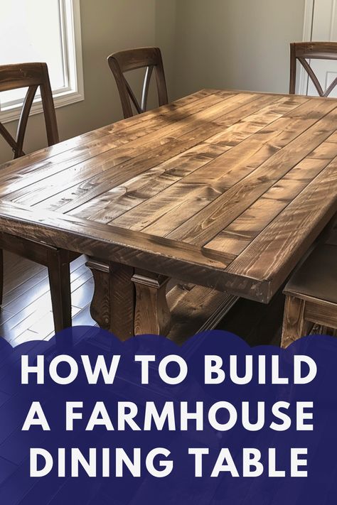 Create a stunning centerpiece for your dining room with our step-by-step guide! Learn essential techniques and tips for building a beautiful farmhouse dining table that's perfect for family gatherings. Get crafting with Woodworkly. #DIYDiningTable #FarmhouseStyle Homemade Dining Table Diy, Make Your Own Dining Table, Diy Dining Table Chairs, Farm Table Dining Room Diy, Building A Dining Room Table, Dining Room Table Base, Diy Dinning Room Table, Diy Farmhouse Dining Room Table, How To Make A Dining Room Table