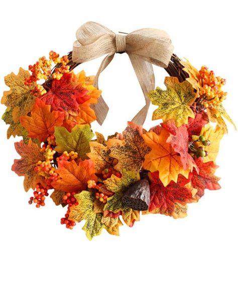 Maple Leaf Wreath, Fall Floral Decor, Wall Wreath, Harvest Wreath, Hanging Wreath, Leaf Garland, Pumpkin Wreath, Leaf Wreath, Autumn Wreaths