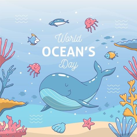 Sketch Fish, Baby Canvas Art, Tropical Banner, World Environment Day Posters, Children's Day Poster, Water Vector, Underwater Cartoon, World Oceans Day, Ocean Illustration