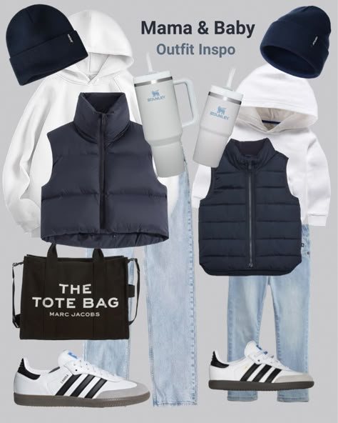 LiziReed's Matching Fits Collection on LTK The Tote Bag Outfit, Baby Boy Outfit Ideas, Boys Winter Vest, Adidas Samba Outfit Women, Mom And Son Outfits, Samba Sneakers, Mom And Baby Outfits, Toddler Ootd, Matching Fits