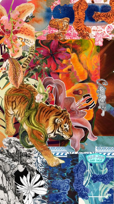 tiger collage Tiger Collage, Tiger Wallpaper, Wallpaper Collage, Cute Tigers, Screen Wallpaper, Cute Cartoon Wallpapers, Cartoon Wallpaper, Aesthetic Girl, Lock Screen Wallpaper