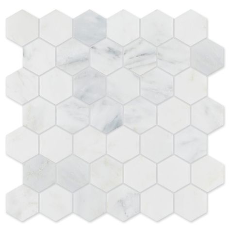 Marble Bathrooms, Hallway Makeover, White Marble Bathrooms, House Aesthetics, Mandarin Stone, Tile Options, Bedroom Ensuite, Hexagon Mosaic Tile, Marble Collection