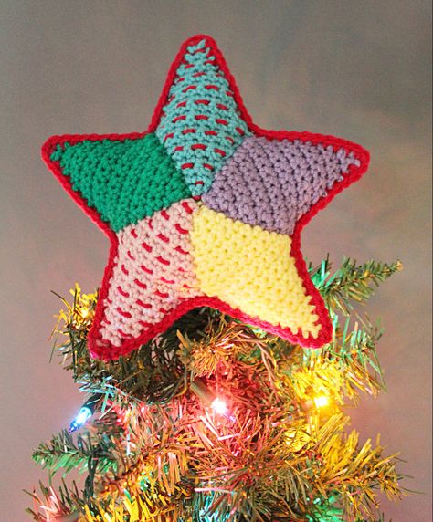 #christmastreeideas #christmasstar #christmasdecor #christmastreedecorating #christmasornaments Crochet Star Topper, Crochet Christmas Tree Topper Pattern, Crochet Christmas Tree Topper, Crochet Tree Topper, Christmas Tree Toppers Unique, Christmas Tree Topper Star, Star Christmas Tree Topper, Patchwork Star, Xmas Tree Toppers