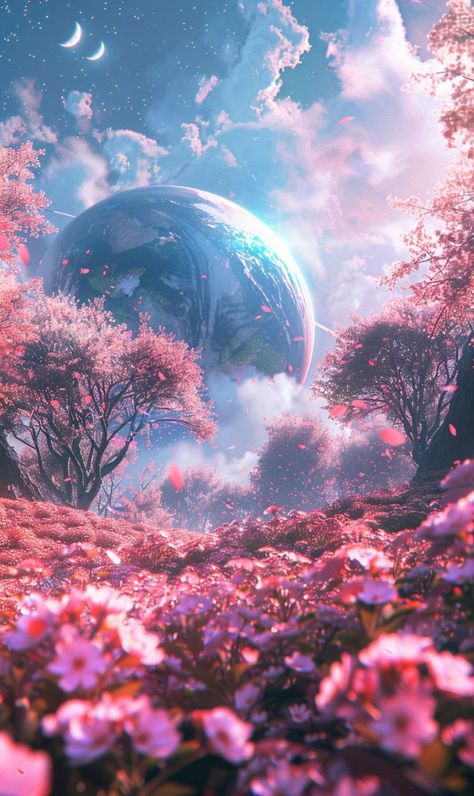 Prompt 👉Imagine flower field with planet in the background, by Beeple, space art, lush sakura, 1024px profile image, Mandelbrot flowers and trees, with earth, gently caressing the earth, planets in the background, soft pink and blue create an unimaginable combination of color, feelings of wonder and beauty, beauty of nature and outer space, hyper-realistic photography 👉 if Like, please Follow and Share AI Graphics Studio 👇Contact on WhatsAPP: http://tiny.cc/aigraphicsstudio #aigraphicsstudi... Color Feelings, Realistic Photography, Ipad Background, Random Art, Flower Field, Space Art, Outer Space, Soft Pink, Lush