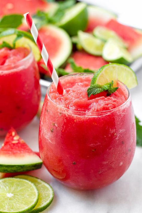 Watermelon Slushies - Cooking For My Soul Watermelon Mixed Drinks, Monday Plan, Watermelon Slushies, Slushie Recipes, Watermelon Slushie Recipe, Lemonade Slushie, Watermelon Slush, Watermelon Snack, Life In The Lofthouse