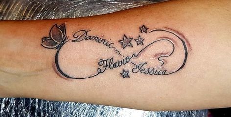 Forearm Tattoo Ideas, Name Tattoos For Moms, Infinity Tattoo Designs, Tattoos Arm, Remembrance Tattoos, Mom Tattoo Designs, Tattoos With Kids Names, Mommy Tattoos, Mother Tattoos