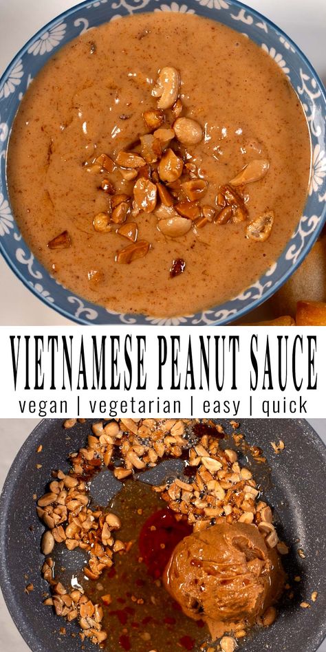 Vegan Vietnamese Recipes, Spring Roll Peanut Sauce, Vietnamese Peanut Sauce, Vegan Vietnamese, Easy Vietnamese Recipes, Spring Roll Sauce, Asian Sauces, Clean Eating Vegan, Peanut Sauce Recipe