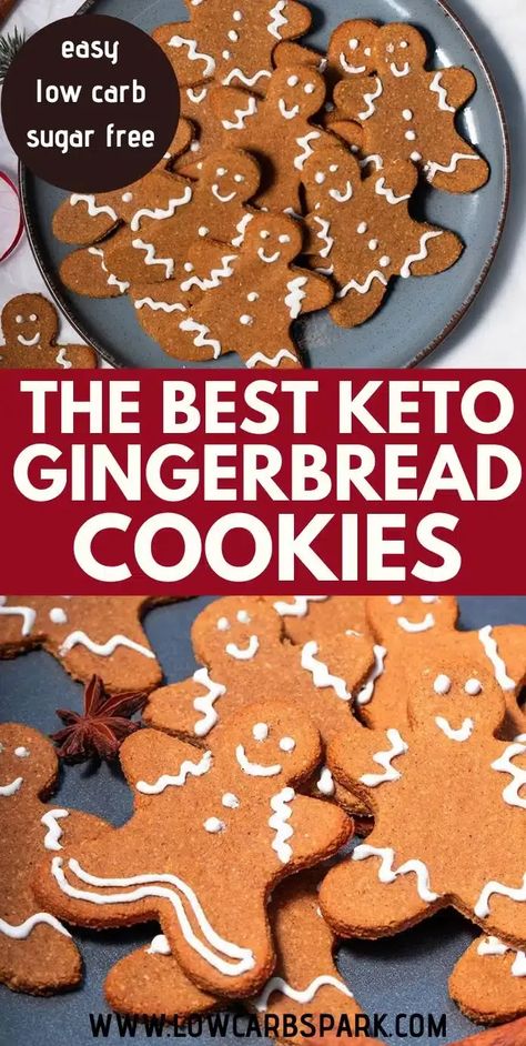 These keto gingerbread cookies are festive, easy to make, and gluten-free. Enjoy some delicious low carb gingerbread cookies that you can decorate or enjoy as they are. Learn how to make keto gingerbread cookies for Christmas. Amazing low carb cookies to share with friends and family. A quick gluten-free dessert! #keto #ketodiet #ketorecipes #ketocookies #glutenfree #lowcarb Quick Gluten Free Desserts, Keto Gingerbread Cookies, Best Keto Desserts, Low Carb Gingerbread Cookies, Keto Gingerbread, Gluten Free Gingerbread Cookies, Low Carb Gingerbread, Galletas Keto, Nutella Cookie