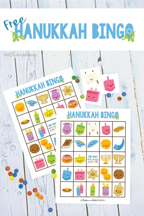 I love this free printable Hanukkah Bingo game! I'm so exicted to play it with the kids. {OneCreativeMommy.com} #bingo #hanukkah #hanukkahbingo #freeprintable Hannukah Activities, Hanukkah Game, Hanukkah Traditions, Kids Holidays, Jewish Crafts, Hanukkah Crafts, Chanukah Party, Free Printable Games, How To Celebrate Hanukkah