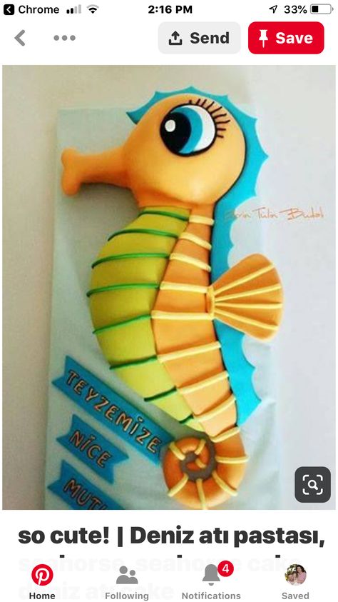 Seahorse Cake, Fondant Fish, Little Mermaid Birthday Cake, Toddler Birthday Cakes, Horse Birthday Cake, Paris Cakes, First Communion Cakes, Sea Cakes, Horse Cake