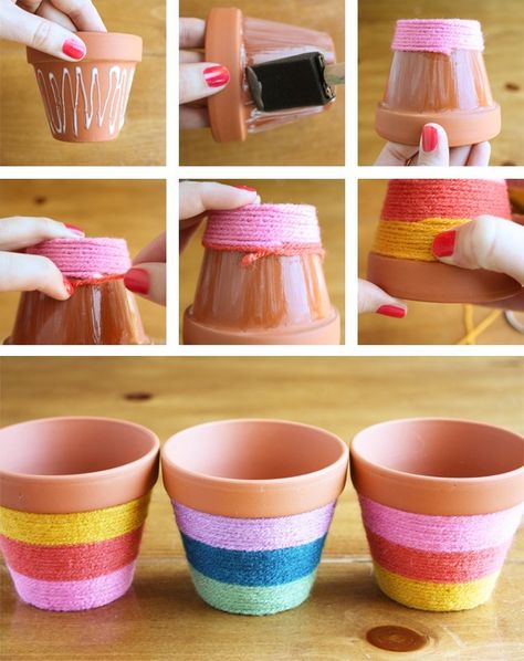 Fleurs Diy, Flower Pot Crafts, Painted Flower Pots, Clay Pot Crafts, Pot Designs, Decorative Pots, Yarn Projects, Painted Pots, Terracotta Pots