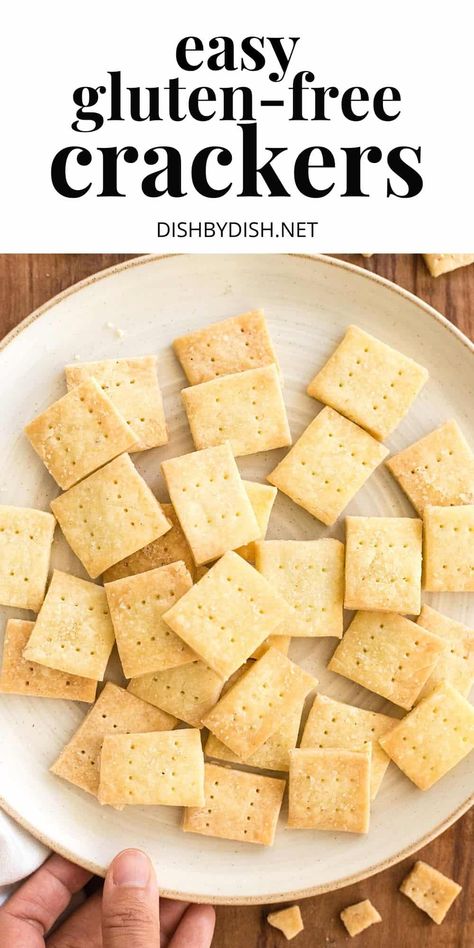 Addictively delicious gluten-free crackers that are crazy crispy, perfectly tasty, and come together with just 4 ingredients in 30 minutes! These homemade crackers are also dairy-free and vegan, but honestly no one would realize! Make a batch or two for the perfect snack or appetizer today! | gluten free crackers | vegan crackers | how to make crackers | gluten free vegan recipes | gluten free dairy free recipes #glutenfreerecipes #dairyfreerecipes #glutenfreedairyfree #veganrecipes #crackers Easy Homemade Crackers, Crackers Gluten Free, Gluten Free Cracker Recipe, Cheez Its, Homemade Crackers Recipe, Gluten Free Crackers, Recipes Gluten Free, Cookies Gluten Free, Homemade Crackers