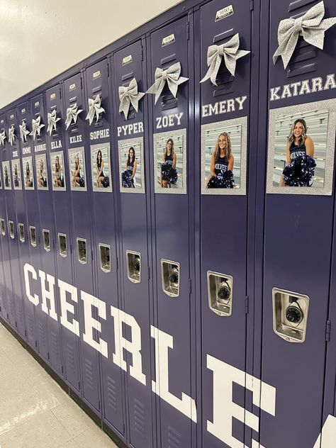 Cheer Locker Decorations – Tara Thueson Cheerleading Locker Decorations, Cheer Locker Decorations, Tara Thueson, Volleyball Locker Decorations, Locker Room Decorations, Cheer Decorations, Volleyball Locker, Gingerbread Icing, Summer Calendar