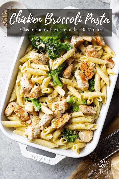 This Classic Chicken Broccoli Pasta is a quick, easy, and flexible dinner. Pan-fried chicken breasts, broccoli, pasta, and an herb garlic butter sauce come together in just 30-minutes and is sure to satisfy even the pickiest eaters! Chicken Broccoli Ziti, Chicken Broccoli Pasta Recipes, Chicken Ziti, Broccolini Pasta, Chicken Breast Pasta, Pan Fried Chicken Breast, Broccoli Pasta Recipe, Chicken Broccoli Pasta, Chicken Penne