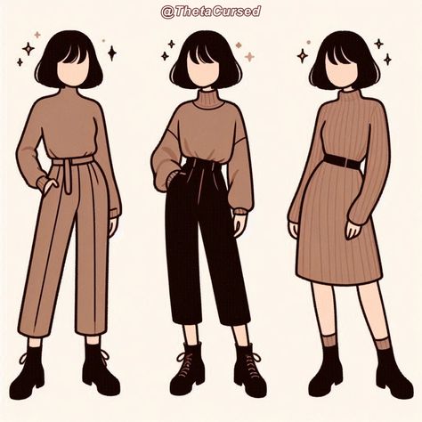 Clothes Sketch, Outfit Ideas For Winter, Outfits Anime, Casual Outfit Ideas, Animation Sketches, Female Clothes, Drawing Clothes, Warm Outfits, Sewing Techniques