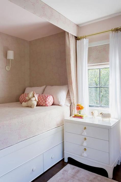 Twin Bed With Drawers, Bed Nook, Kids Shared Bedroom, Built In Bed, Princess Bed, Transitional Bedroom, Kids Dressers, Shared Bedrooms, Bed With Drawers