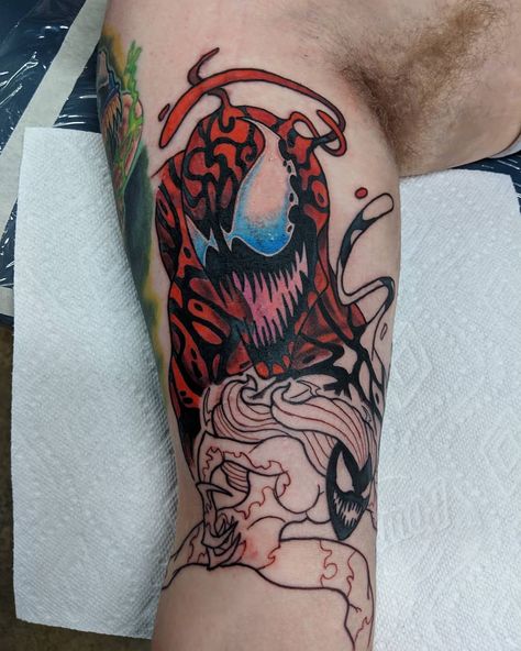 Zac Kinder on Instagram: “Started this Carnage and Scream today! #tattoo #tattoos #eternalink #stencilstuff #inkmachines #tattooloverscare #carnage #carnagetattoo…” Carnage Tattoo, Today Tattoo, Tattoo Design, Scream, Skull Tattoo, Tatting, Art Ideas, Body Art, Tattoo Designs