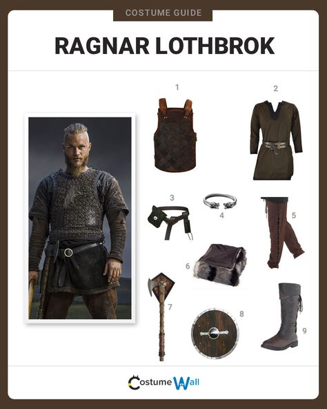 Rise to power like King Ragnar of the House of Lothbrok with a costume that is worthy of greatness. Ragnar And Lagertha Costumes, Viking Costume Diy Mens, Ragnar Lothbrok Costume, Rei Ragnar, Ragnar Costume, Vikings Costume, Vikings Costume Diy, Mens Viking Costume, Viking Halloween