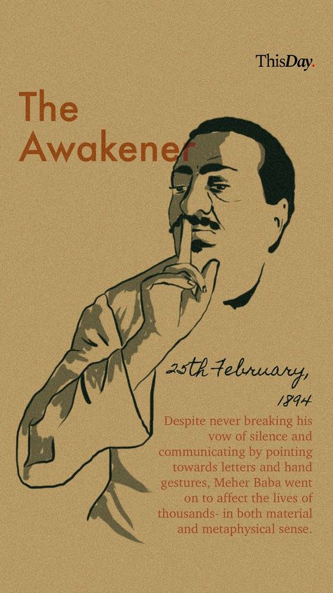 Despite never breaking his vow of silence and communicating by pointing towards letters and hand gestures, Meher Baba went on to affect the lives of thousands- in both material and metaphysical sense. Vow Of Silence, Meher Baba, Hand Gestures, Spiritual Guides, Kissing Him, Philosophers, Pilgrimage, Spiritual Journey, Life Changes