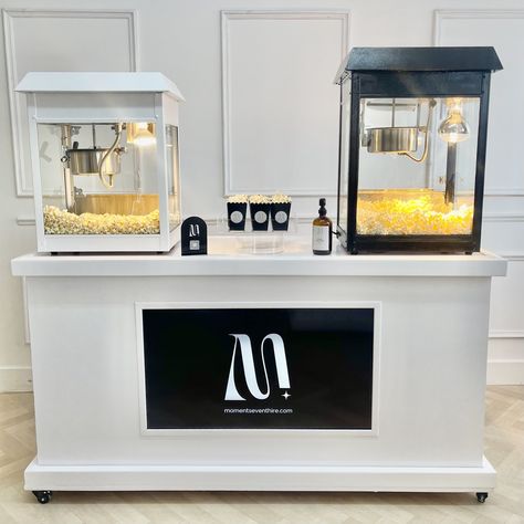 London Based Custom Popcorn Carts & Personalised Branding: Wow Your Guests! — Moments Event Hire Popcorn Station, Custom Popcorn Boxes, Popcorn Stand, Popcorn Cart, Candy Stand, Hot Dog Cart, Popcorn Boxes, Popcorn Machine, Brand Pop