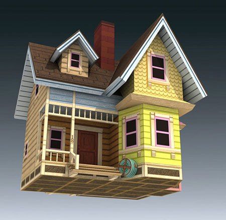 Paper Model of House from 'UP' House Maquette, Up Movie House, Disney Up House, Flying House, Film Up, Disney Christmas Decorations, Disney Up, Glitter Houses, Putz Houses