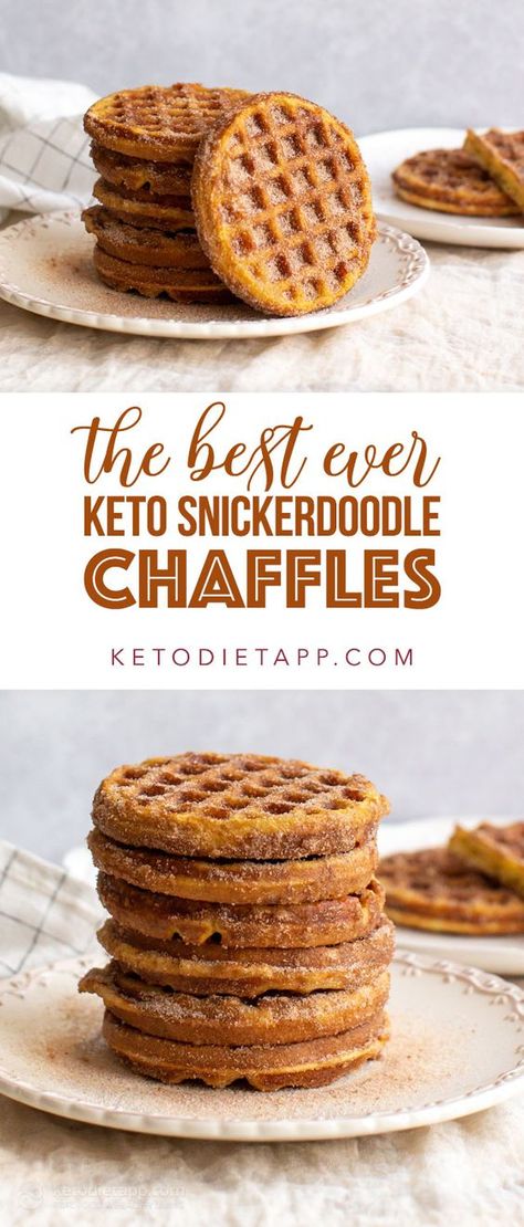 Have you heard? Chaffles are the new fat bombs! And I can see why these cheesy waffles are getting so popular. They are ultra versatile, super easy, and you will need just a few common ingredients to make them. Keto Snickerdoodles, Sweet Chaffles, Keto Waffles, Chaffle Recipes, Keto Chaffles, Keto Chaffle, Breakfast Low Carb, Low Carb Diets, Keto Brownies