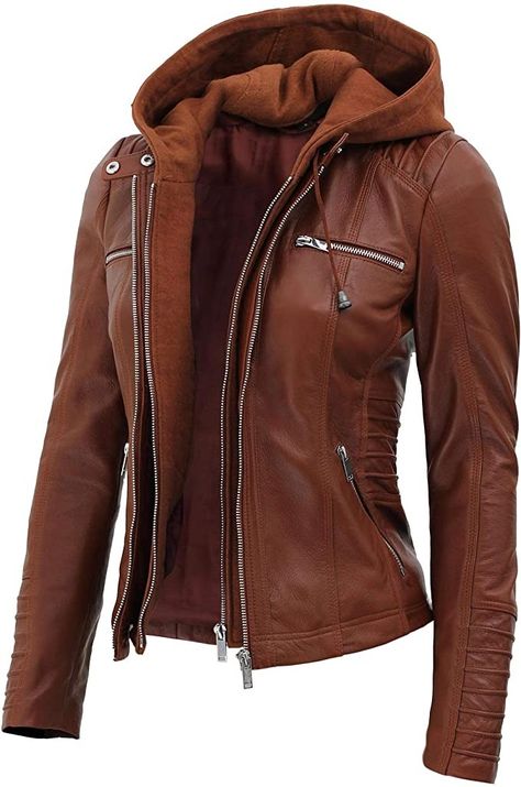 Cafe Racer Leather Jacket, Winter Leather Jackets, Womens Moto Jacket, Leather Jacket Women, Womens Black Leather Jacket, Leather Jacket With Hood, Womens Jackets Casual, Lambskin Leather Jacket, Jacket With Hood