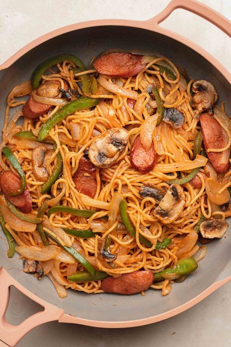 Japanese Napolitan Pasta, Japanese Napolitan Spaghetti, Japanese Sausage Recipes, Japanese Pasta Recipe, Japanese Spaghetti Recipes, Napolitan Japanese, Napolitan Pasta, Napolitan Spaghetti, Japanese Sausage