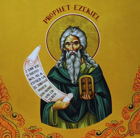 The Holy Prophet Ezekiel.  Feast:  July 21. Prophet Ezekiel, Saint Antonio, Ignatius Of Antioch, Orthodox Art, L Icon, Saint Gregory, John Chrysostom, The Bible Movie, St Basil's