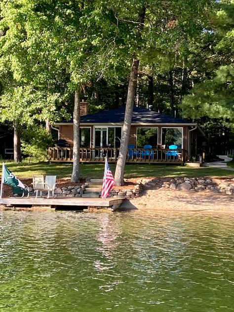 The Hobbit House on Spider Lake - Cottages for Rent in Traverse City, Michigan, United States - Airbnb Lake Michigan Cottage, Lake House Michigan, Michigan Lake House Aesthetic, Crystal Lake Michigan, The Hobbit House, Michigan Lake House, Lake Cottages, House On The Lake, Michigan Cottage