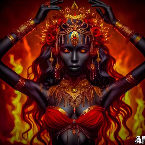 Fire Goddess, Dark and Powerful Fantasy Art of a Flaming Queen. . . 👍 Follow For More amazing AI Generated artworks 🌟 . . The realm of dark fantasy with this breathtaking artwork featuring a powerful fire goddess surrounded by flames. Her glowing eyes, intricate gold jewelry, and fierce expression create an image of divine wrath and strength. Perfect for fans of dark fantasy and mythical deities. . . #aiart #aideityart #digitalart #hyperrealism #photorealism #aigenerated #goddessart #deityart... Goddess Portrait, Fierce Expression, Portrait Aesthetic, Fire Goddess, Aesthetic Fairy, Mythical Creatures Fantasy, Glowing Eyes, Fantasy Portraits, Queen Art